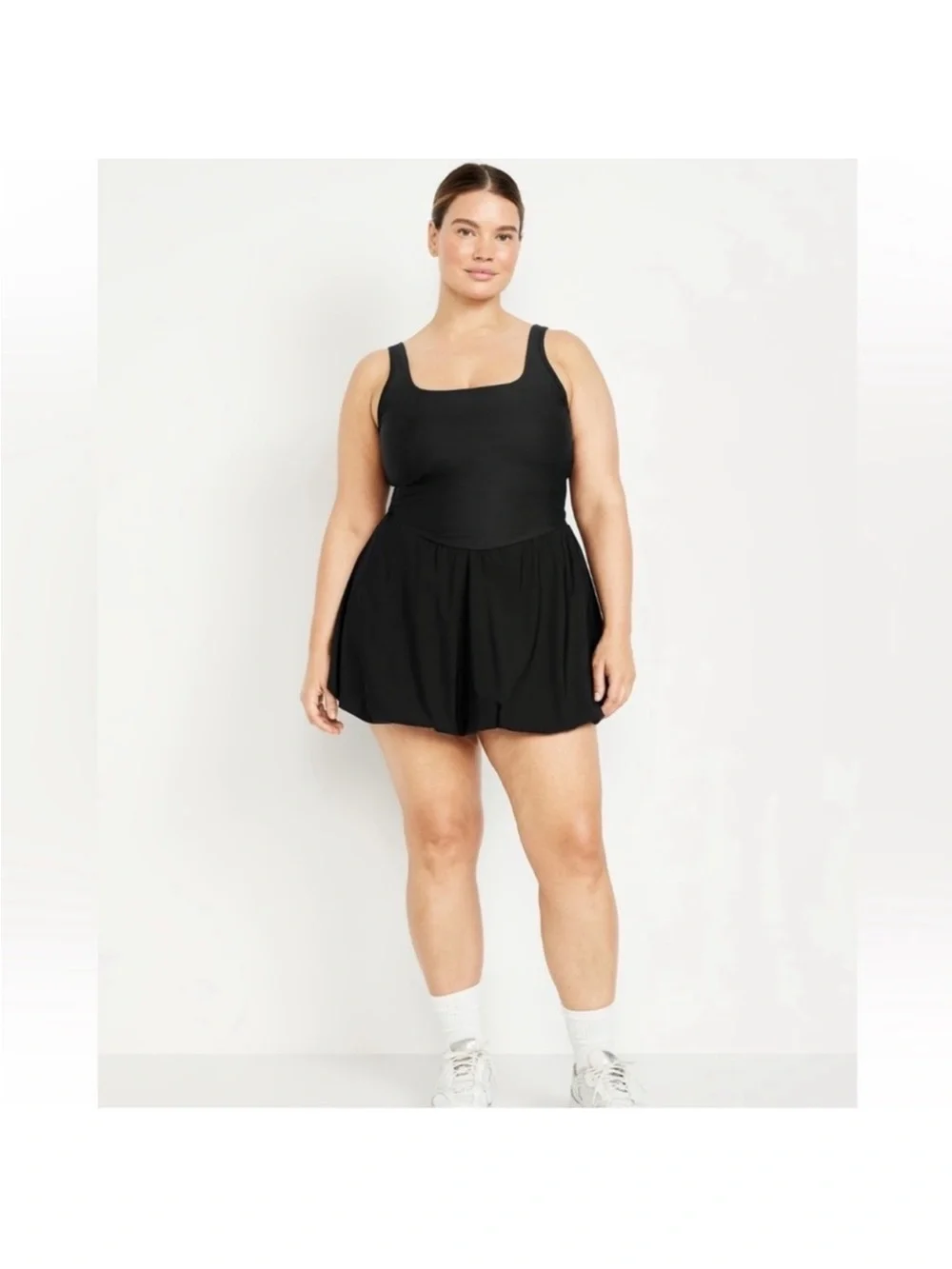 Old Navy Black Square Neck Bubble Athletic Dress